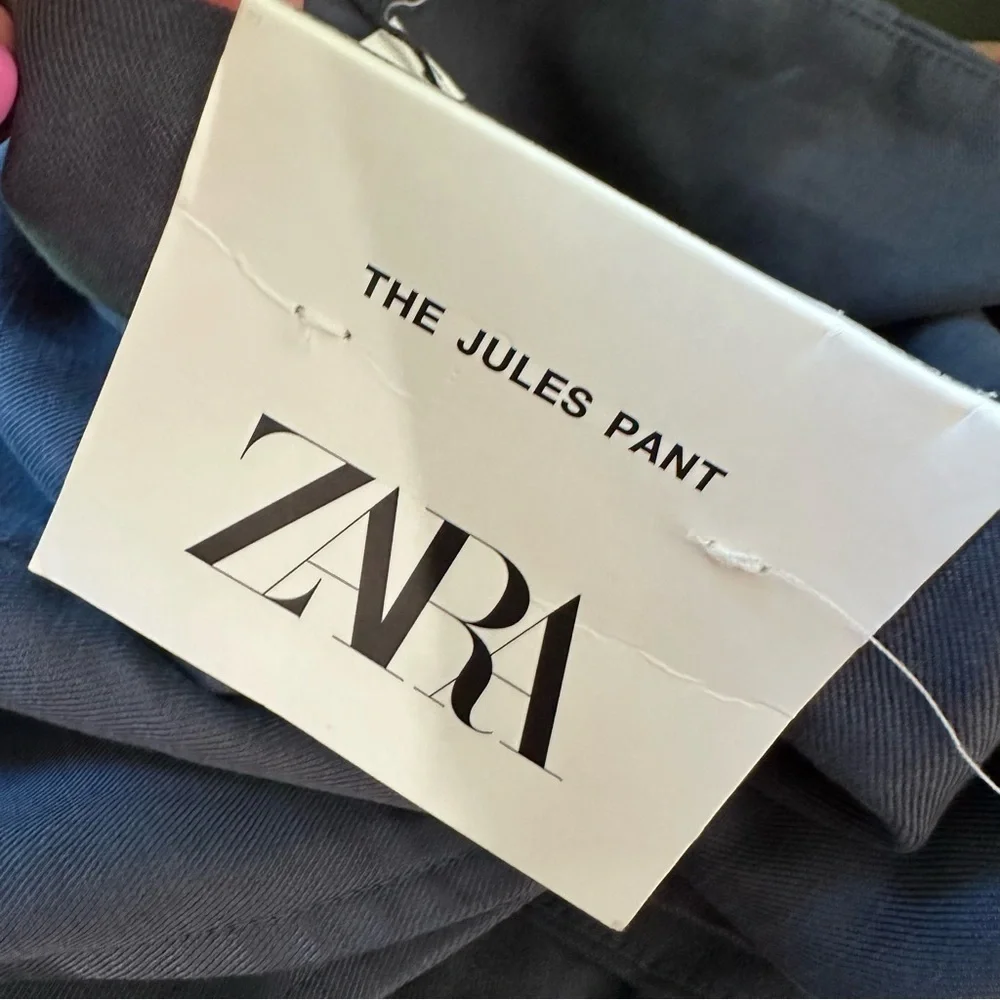 ZARA Woman’s Jules High Rise Tapered Leg Trousers with Belt and Pockets Size XL